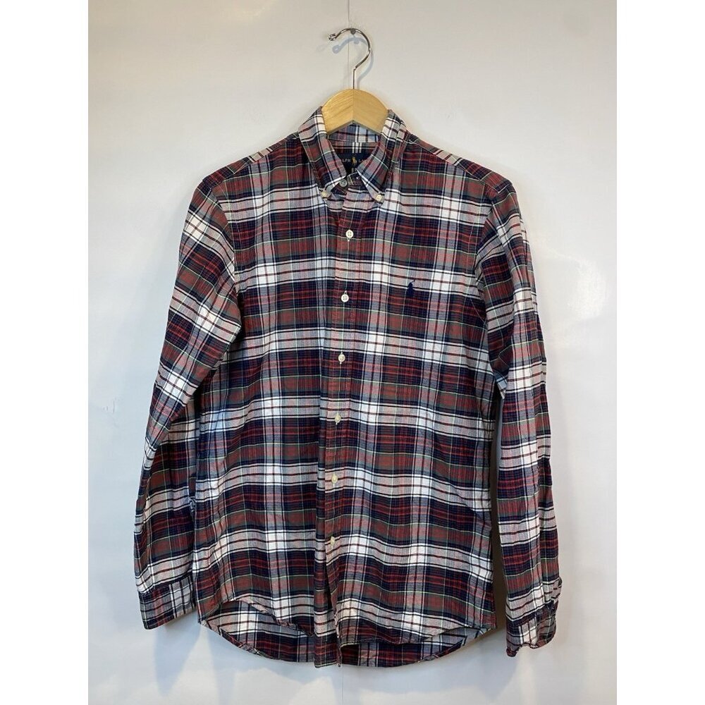 Polo Ralph Lauren Long Sleeve Button Front Dress Shirt Red Plaid Men's Small